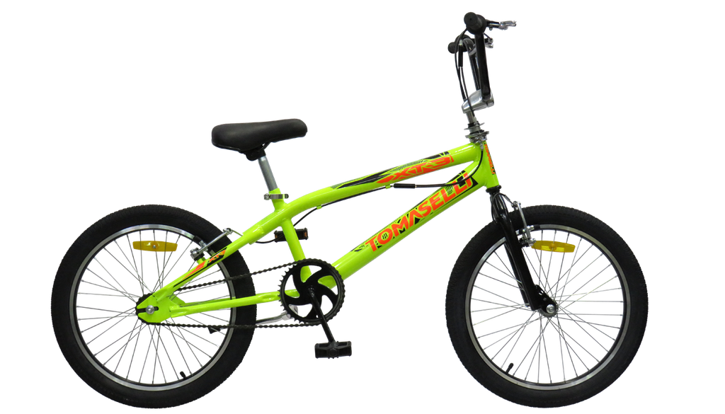 BICICLETA TOMASELLI FREESTYLE XT3 ROD 20 AMARILLA NARANJA