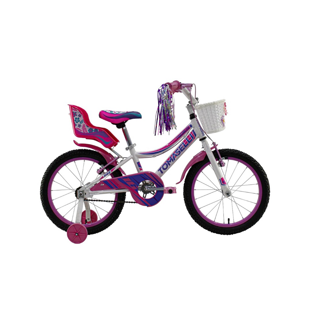 BICICLETA TOMASELLI RIDER R16 TRIF162BLA FULL DAMA BLANCO FUCCIA