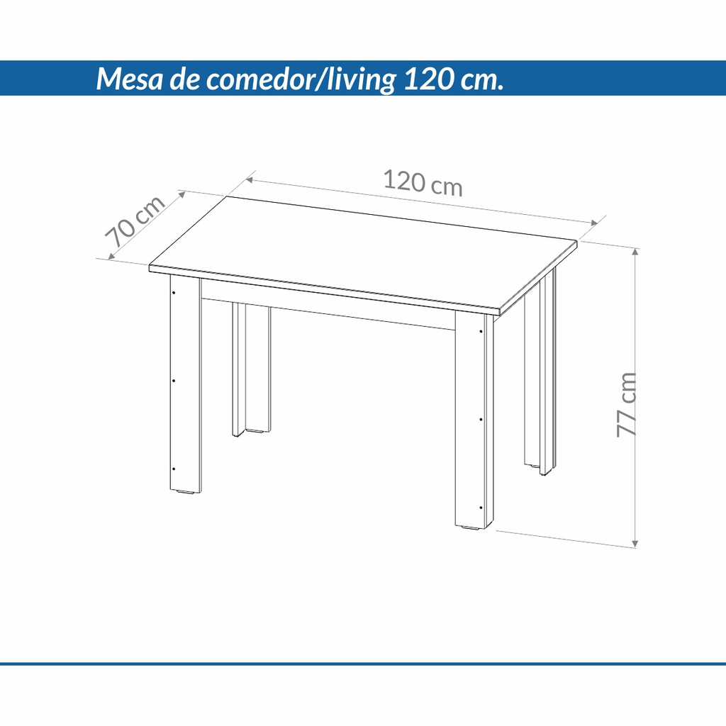 MESA LIVING PIRO LMR120 BLANCO/ROBLE
