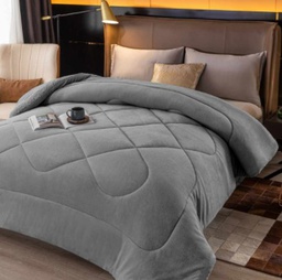 [12141038] EDREDON LAS CALAS FLANNEL CON CORDERITO GRIS QUEEN EDREDFLANQUEE