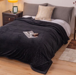 [12291011] FRAZADA LAS CALAS CORDEROY RAYADO NEGRO TWIN FRAZCORDORTWI