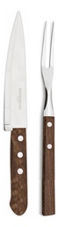 [11153203] JUEGO TENEDOR TRINCHANTE Y CUCHILLA SIMONAGGIO 3501729033400 7" MADERA