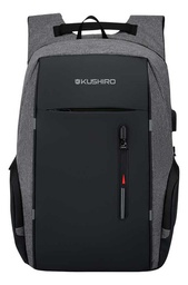 [33520018] MOCHILA KUSHIRO MUSB01 C/ PUERTO USB NEGRO GRIS