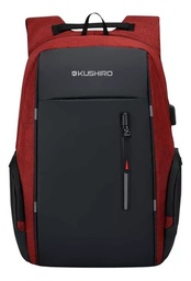 [33520020] MOCHILA KUSHIRO MUSB02 C/ PUERTO USB NEGRO ROJO