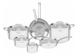 [11644002] BATERIA DE COCINA TRAMONTINA 65240/028 GRANO DE AC. INOX. TRIPLE FONDO 7 PZ.
