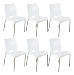 [14797144X6] COMBO X6 SILLA BOSTON PATAS DE ALUMINIO BLANCA