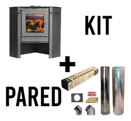 [53240014/53245010P] ESTUFA A LEÑA LEPEN 15000 CAL. RINCONERO + KIT PARED 6"