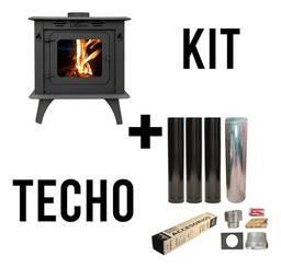 [53240020/53245018TC12] ESTUFA A LEÑA LEPEN MOQUEHUE 13900 VINTAGE C/CENICERO + KIT DE TECHO 4" 12 CUOTAS