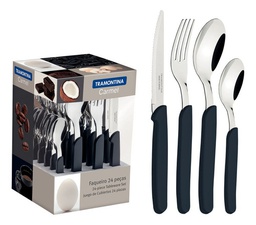 [11153006] JUEGO DE CUBIERTOS TRAMONTINA X24 23499/021 CARMEL NEGRO